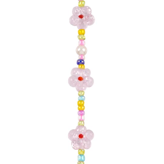 Pink Flower Lampwork Glass Bead Mix by Bead Landing&#x2122;